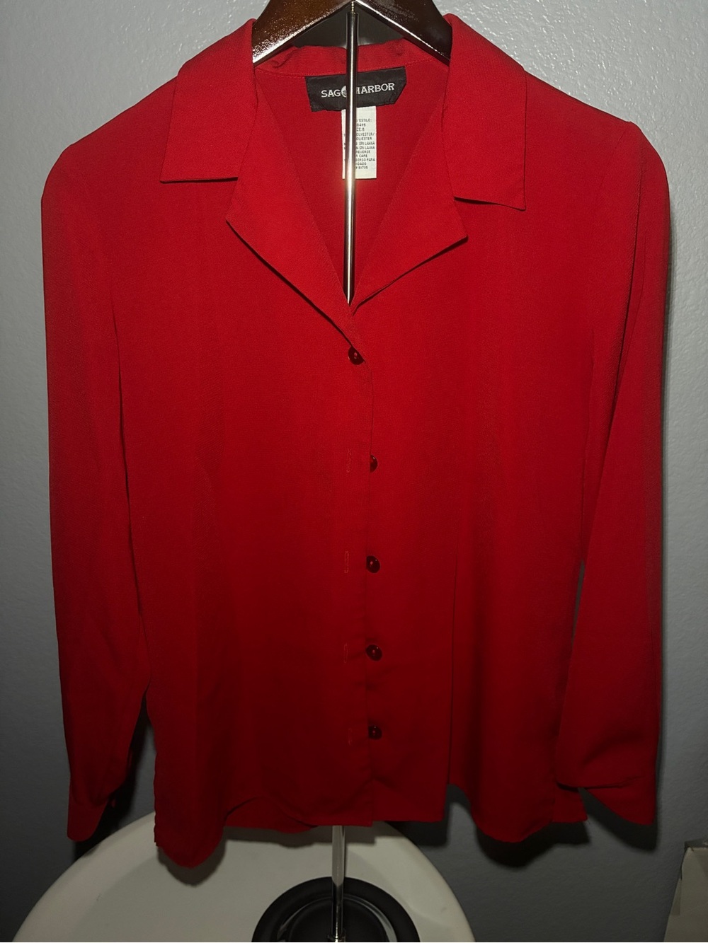 Sag Harbor Classic Red Button-Down Blouse